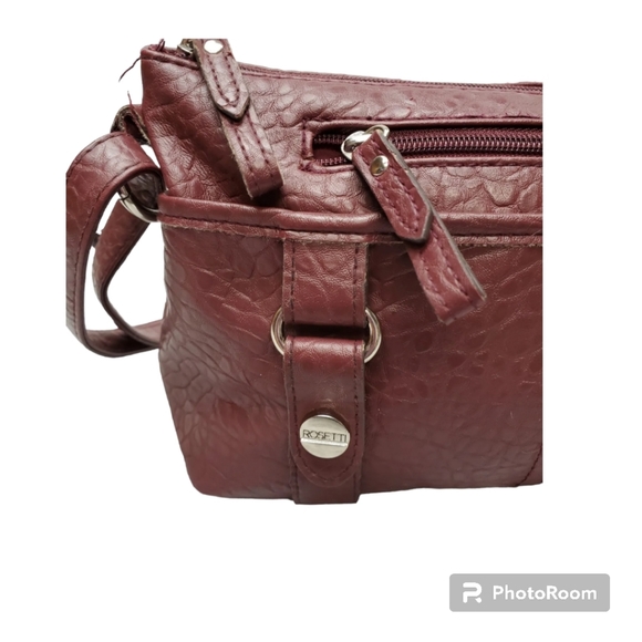 Rosetti Maroon Small Faux Leather Crossbody Handbag Purse - Picture 7 of 9